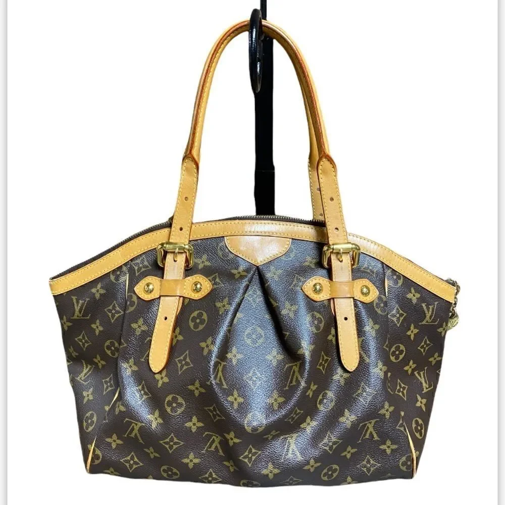 Louis Vuitton Tivoli GM Authentic Brown Leather & Monogram Canvas Shoulder Bag